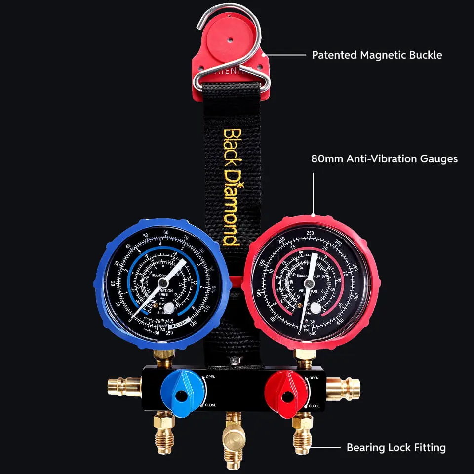 High Flow Ball Valve Manifold Gauges for Fast HVAC/R Evacuation and Charging